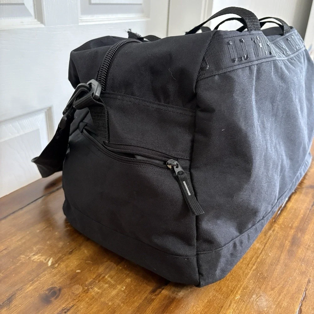 Vtg Y2K Old Navy Gym Duffle Bag Black Travel Pockets Utility 2000 - See